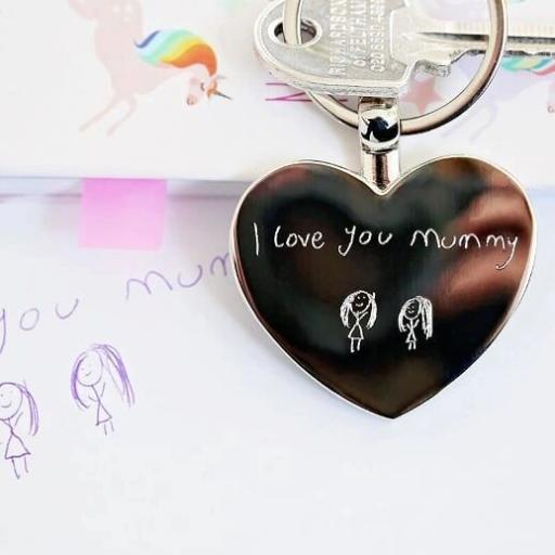 Hearts Forever Keychain with own handwriting engraving